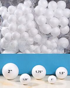 Craft Styrofoam Balls Bulk (124 Pack – 5 Sizes) for DIY Crafting and Decoration by My Toy House | White Color