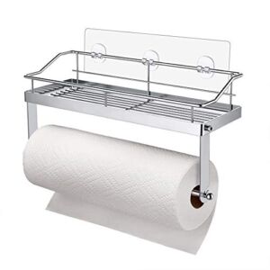 Carry360 Adhesive Paper Towel Holder Shelf,Wall Mounted Paper Towel Roll Rack Basket for Kitchen,Shower Bathroom & Balcony,Rustproof,No Drilling,SUS 304 Stainless Steel