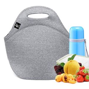 Neoprene Lunch Bag,LOVAC Thick Insulated Lunch Bag – Durable & Waterproof Lunch Tote With Zipper For Outdoor Travel Work School (Cool Gray)