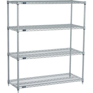 Nexel 18″ x 30″ x 86″, 4 Tier, NSF Listed Adjustable Wire Shelving, Unit Commercial Storage Rack, Silver Epoxy, Leveling feet