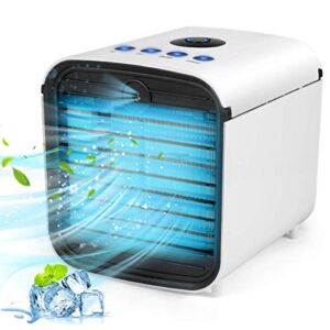 Personal Air Conditioner, 5 in 1 Personal Evaporative Cooler, Portable Air Cooler with 7 Colors LED Light and 3 Speed Desktop Cooling Fan for Home, Room, Office