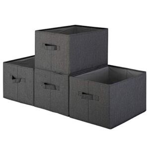 Pomatree Storage Baskets – 4 Pack – Sturdy Large Fabric Bins | Foldable Organizing Basket Bin for Home, Nursery, Closet & Shelves Organization | Storage Basket Cube Shelf Organizer (Black)