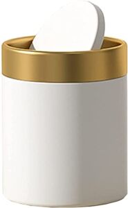 Mini Trash Can with Lid, Stainless Steel Small Tiny Trash Can, Countertop Trash Cans for Desk Car Office Coffee Pod, Swing Top Trash Bin 1.5 L/0.40 Gal, White
