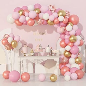 140Pcs Rose Gold Pink Balloons Garland Arch Kit, Light Pink Rose Gold Confetti Balloons for Women Girls Birthday Baby Shower Wedding Graduation Bachelorette Mother’s Valentine’s Day Party Decorations | The Storepaperoomates Retail Market - Fast Affordable Shopping