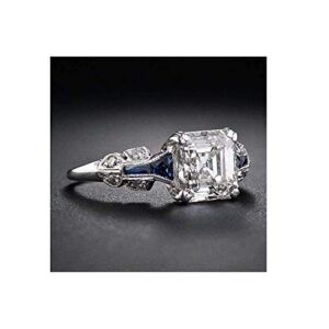 suwanpoom 2.45ct White Topaz Vintage Jewelry 925 Silver Wedding Engagement Ring Size 6-10 (ุ6)