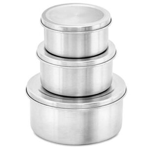 WeeSprout 18/8 Stainless Steel Food Storage Containers with S.S. Lids – Set of 3 Food Storage Containers (150 ml, 200 ml, 400 ml), Durable, Store Snacks, Lunches, Leftovers
