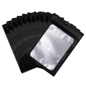 Resealable Bags for Food Storage 140 Pieces Reusable Bags with Clear Window (4×6Inch Black) Edible Sealable Packaging Bags for Small Business