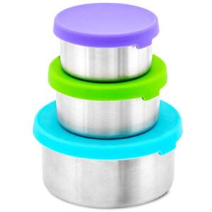 WeeSprout 18/8 Stainless Steel Food Storage Containers – Set of 3 Metal Food Storage Containers (150 ml, 200 ml, 400 ml), Leakproof Silicone Lids, Easy to Open, Durable, for Snacks, Lunches, Sauces