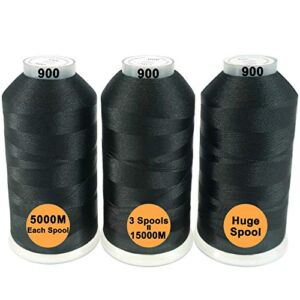 New brothreads -32 Options- Various Assorted Color Packs of Polyester Embroidery Machine Thread Huge Spool 5000M for All Embroidery Machines – 3xBlack