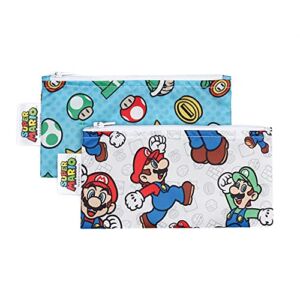 Bumkins Snack Bags, Reusable Fabric, Washable, Food Safe, BPA Free – Nintendo Mario & Luigi (2-Pack)