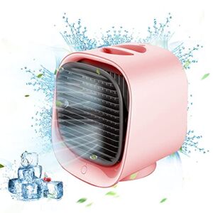 Novelth Portable Air Conditioner Fan, Personal air cooler, Air Conditioner Fan with 3 Speeds,Personal Mini Evaporative Air Cooler for Home, Office and Room, USB Charging, Quiet(Pink)