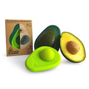 Avocado Huggers by Food Huggers | 2pc Silicone Reusable Avocado Savers with Pit Storage | BPA Free, Dishwasher Safe Holder | Large & Small Set