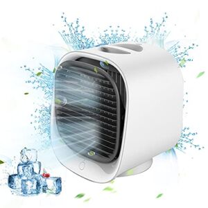Novelth Portable Air Conditioner Fan, Personal air cooler, Air Conditioner Fan with 3 Speeds,Personal Mini Evaporative Air Cooler for Home, Office and Room, USB Charging, Quiet(White)