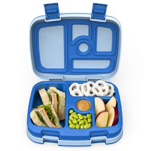 Bentgo® Kids Leak-Proof, 5-Compartment Bento-Style Kids Lunch Box – Ideal Portion Sizes for Ages 3 to 7, BPA-Free, Dishwasher Safe, Food-Safe Materials, 2-Year Warranty (Blue)