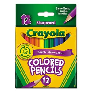 Crayola 684112 Short Barrel Colored Woodcase Pencils, 3.3 Mm, 12 Assorted Colors/Set