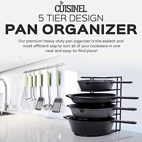 Heavy Duty Pan Organizer, 5 Tier Rack – Holds up to 50 LB – Holds Cast Iron Skillets, Griddles and Shallow Pots – Durable Steel Construction – Space Saving Kitchen Storage – No Assembly Required | The Storepaperoomates Retail Market - Fast Affordable Shopping