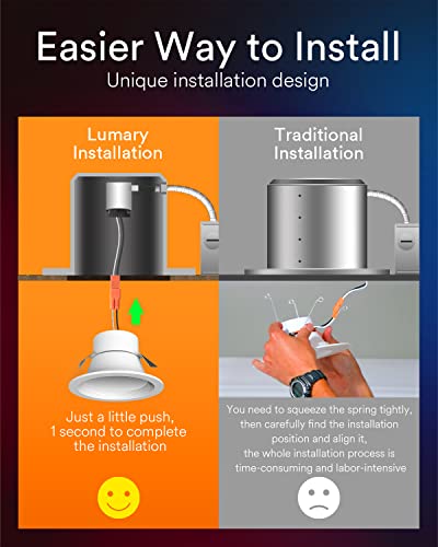 Lumary Smart Retrofit Can Lights 4 Inch, 9W RGBWW 810LM LED Color Changing Dimmable Downlight, Baffle Trim Recessed Lighting, Work with Alexa/Google Assistant | The Storepaperoomates Retail Market - Fast Affordable Shopping