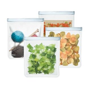 rezip Gallon Freezer Safe Reusable BPA-Free Food Grade Storage Bag 4-Pack, Leakproof, Dishwasher Safe, Travel Friendly, (4) Gallon 16-Cup/128-Ounce