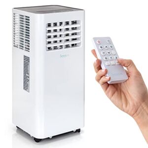 Compact Freestanding Portable Air Conditioner – 10,000 BTU Indoor Free Standing AC Unit w/ Dehumidifier & Fan Modes For Home, Office, School & Business Rooms Up To 300 Sq. Ft – SereneLife SLPAC105W