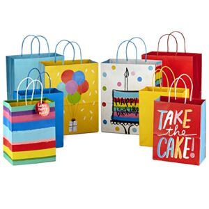Hallmark 9″ Medium and 13″ Large Gift Bags Assortment (Pack of 8; 4 Large and 4 Medium) for Birthdays, Baby Showers or Any Occasion