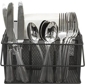 Sorbus® Utensil Caddy — Silverware, Napkin Holder, and Condiment Organizer — Multi-Purpose Steel Mesh Caddy—Ideal for Kitchen, Dining, Entertaining, Tailgating, Picnics, and Much More (Black)