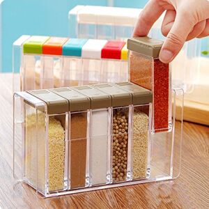 Spice Shaker, 6 Pcs Seasoning Rack Spice Pots Storage Container Condiment Jars with Tray for Salt Sugar Cruet