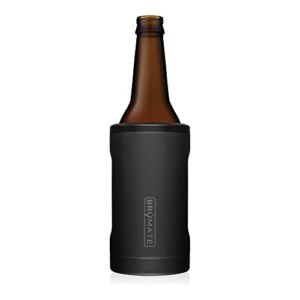 BrüMate Hopsulator Bott’l Insulated Bottle Cooler for Standard 12oz Glass Bottles | Glass Bottle Coozie Insulated Stainless Steel Drink Holder for Beer and Soda (Matte Black)