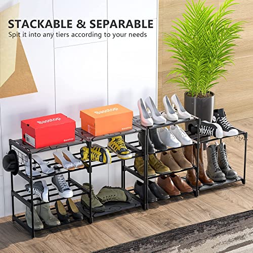 BASSTOP 8 Tiers Shoe Rack, Stackable Shoe Tower Organizer Non-Woven Fabric, Durable Boot Shoe Shelf Storage, 26-30 Pairs, Black | The Storepaperoomates Retail Market - Fast Affordable Shopping