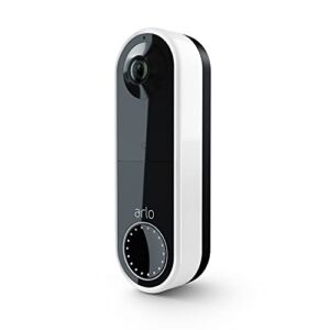 Arlo Essential Wire-Free Video Doorbell – HD Video, 180° View, Night Vision, 2 Way Audio, Direct to Wi-Fi No Hub Needed, Wire Free or Wired, White – AVD2001