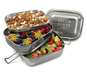 Stainless Steel Bento Box Lunch Box, A Large Metal 3 Compartment Tiffin Food Container Lunchbox For Boys Girls & Adults, Eco Friendly Meal Prep Food Container Storage For School or Work