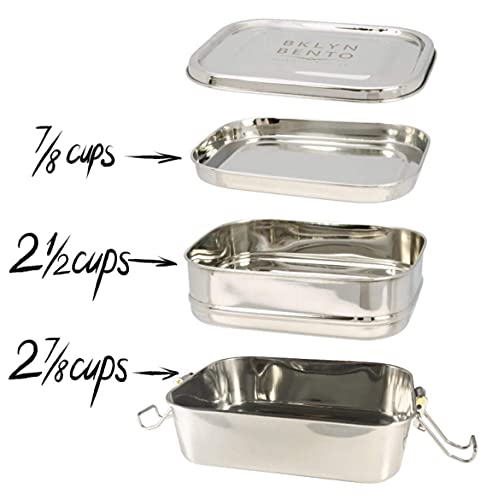Stainless Steel Bento Box Lunch Box, A Large Metal 3 Compartment Tiffin Food Container Lunchbox For Boys Girls & Adults, Eco Friendly Meal Prep Food Container Storage For School or Work | The Storepaperoomates Retail Market - Fast Affordable Shopping