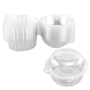 EchoDone 100 Packs Clear Plastic Single Individual Cupcake Boxes Holder Muffin Case Mini Cat Head Container Cupcake Muffin Case Pods Domes Boxes