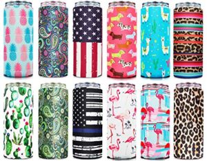 Skinny Can Cooler For Slim Cans (12 Pcs) Slim Can Cooler Slim Can Insulator Skinny Can Cooler Beer Coolers For Cans Slim Tall Can Cooler Can Coolers Hard Seltzer Wild