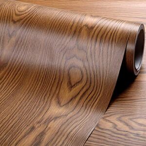 GLOW4U Rustic Dark Walnut Wood Grain Contact Paper Self Adhesive Vinyl Shelf Liner for Kitchen Cabinets Countertop Table Desk Furniture Decor 24 Inches by 16 Feet
