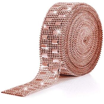 10 Yards Bling Wrap Ribbon Rhinestone Diamond Ribbon Rose Gold Bling Wrap Acrylic Wrap Mesh for Wedding Cakes Birthday Decorations, Baby Shower and Craft Project (Rose Gold,2 Row) | The Storepaperoomates Retail Market - Fast Affordable Shopping