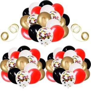 62 Pack Black White Red Chrome Gold Confetti Balloons for Graduation Casino Card Night Poker Las Vegas Wedding Birthday Party Decorations