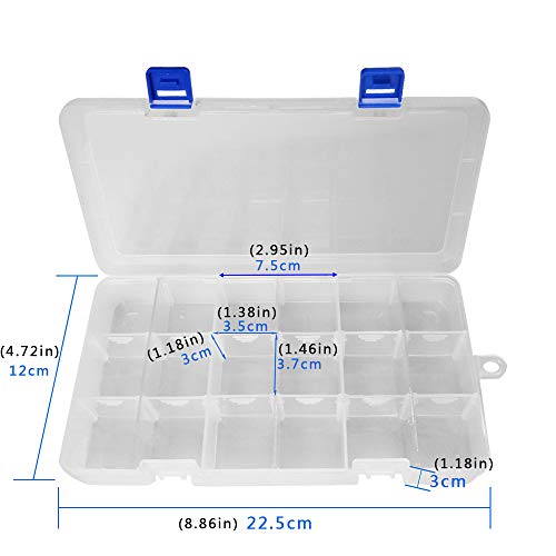 DUOFIRE Plastic Organizer Container Storage Box Adjustable Divider Removable Grid Compartment for Jewelry Beads Earring Tool Fishing Hook Small Accessories(18 grids, White X 2) | The Storepaperoomates Retail Market - Fast Affordable Shopping