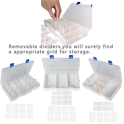 DUOFIRE Plastic Organizer Container Storage Box Adjustable Divider Removable Grid Compartment for Jewelry Beads Earring Tool Fishing Hook Small Accessories(18 grids, White X 2) | The Storepaperoomates Retail Market - Fast Affordable Shopping