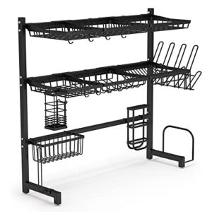 1Easylife Over The Sink Dish Drying Rack 3 Tier Stainless Steel Large Kitchen Rack Dish Drainers for Home Kitchen Counter Storage, Shelf with Utensil Holder, Above Sink Non-Slip Shelves Organizer