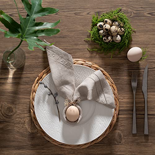 Linen Napkins – Natural 18 x 18 inch, Set of 4 Hemstitch Embroidered Dot Dinner Napkins Cloth Washable – Christmas Cloth Napkins, for Halloween, Fall and Thanksgiving | The Storepaperoomates Retail Market - Fast Affordable Shopping