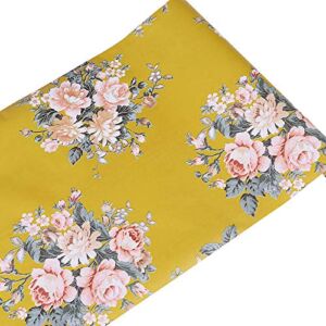 LovingWay Vintage Peony Floral Shelf Liner 17.7×177 Inch Easy-to-Install Storage Drawer Lining Paper Refresh Home School Furnitures Dark Yellow