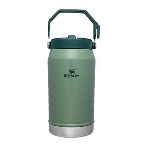 Stanley IceFlow Stainless Steel Water Jug with Straw, Vacuum Insulated Water Bottle for Home and Office, Reusable Tumbler with Straw Leakproof Flip Hammertone Green, 64OZ