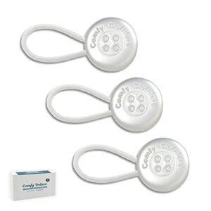 Comfy Deluxe Collar Extenders – Premium Elastic Dress Shirt Neck Button Extender (White Buttons) 3-Pack