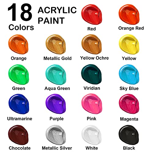 Acrylic Paint, Shuttle Art 18 Colors Acrylic Paint Bottle Set (240ml/8.12oz), Rich Pigmented Acrylic Paints, Bulk Painting Supplies for Artists, Beginners and Kids on Rocks Crafts Canvas Wood Ceramic | The Storepaperoomates Retail Market - Fast Affordable Shopping