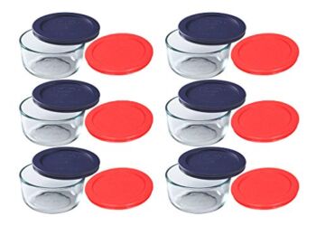 Pyrex Storage 2 Cup Round Dish, Clear with Red & Blue Lids, Pack of 6 Containers & 12 Lids | The Storepaperoomates Retail Market - Fast Affordable Shopping