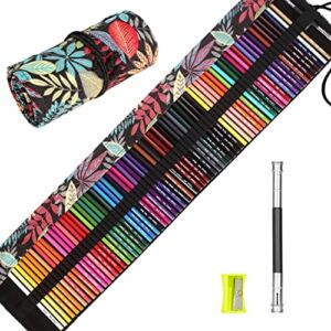 Colored Pencils Set with Canvas Wrap for Drawing Adult Coloring Books Artist Beginner Teens School Travel Birthday Gifts Art Drawing Supplies, Oil based Color Pencils