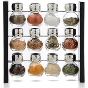 Spice Rack Organizer – Elegant Spice Organizer, Spice Rack with 12 Jars, Seasoning Rack, Compact Spice Rack Organizer for Cabinet or Countertop – Good for Medicine, Craft, Herb or Spice Organization