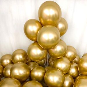 Chrome Gold Balloons 12inch 50pcs Latex Balloons Metallic Party Balloons Birthday Helium Balloons