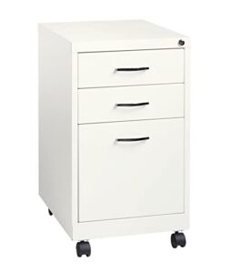 Space Solutions 19″ 3-Drawer Home Office Mobile Pedestal Lateral File Cabinet, Inch, White