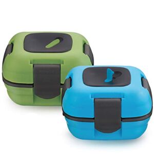 Lunch Box ~ Pinnacle Insulated Leak Proof Lunch Box for Adults and Kids – Thermal Lunch Container with New Heat Release Valve 16 oz ~Set of 2~ Blue-Green